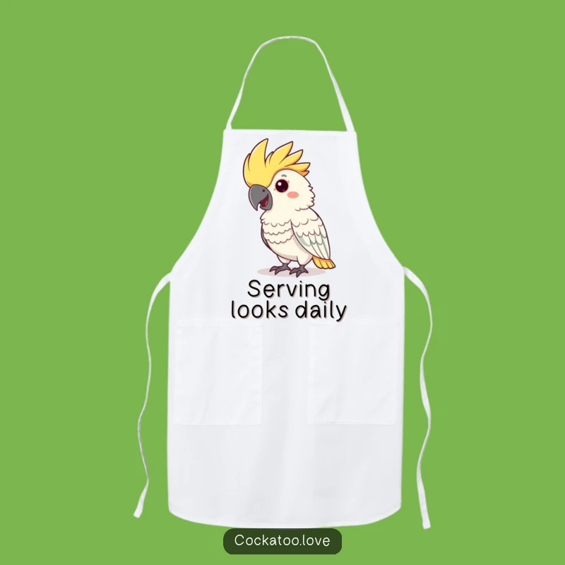 Funny Cockatoo Apron: Cheerful Bird Chef Wear for Kitchen Comedy
