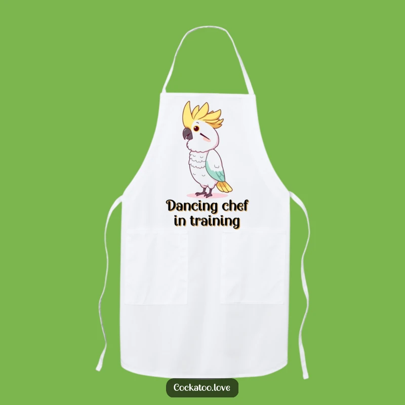 Funny Cockatoo Dancer Apron: Chef Bird Imitating Moves, Kitchen Funny Gift