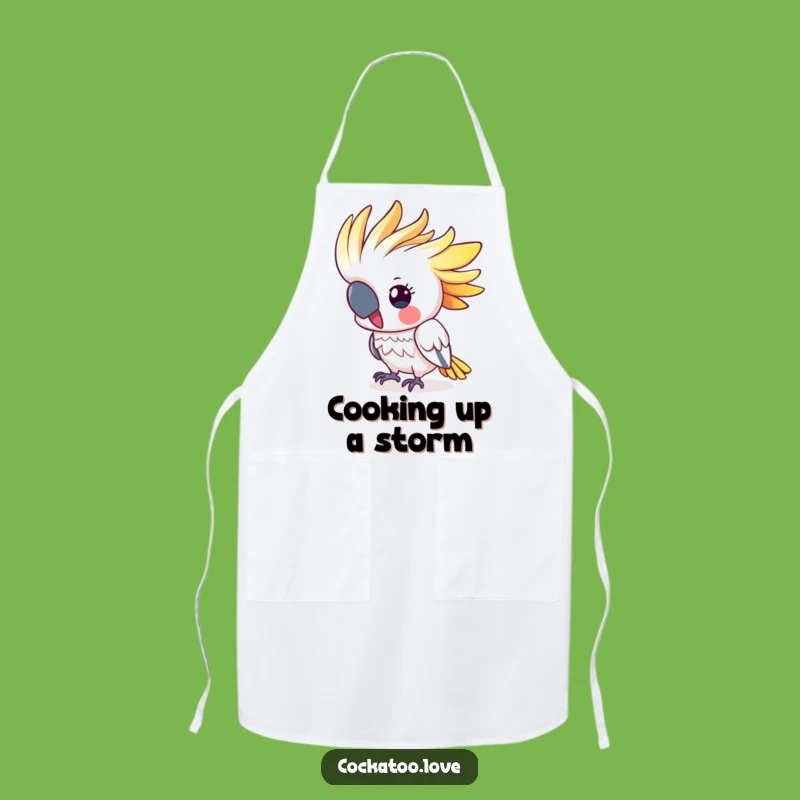 Funny Cockatoo Head Bobbing Apron - Cute Colorful Crested Bird Kitchen Wear, Ideal Humorous Gift