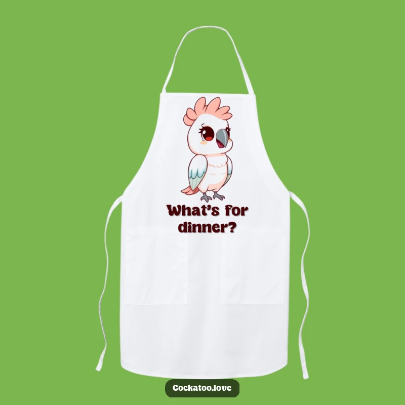 Funny Curious Cockatoo Apron: Head Tilt, Inquisitive Cooking Funny Gift