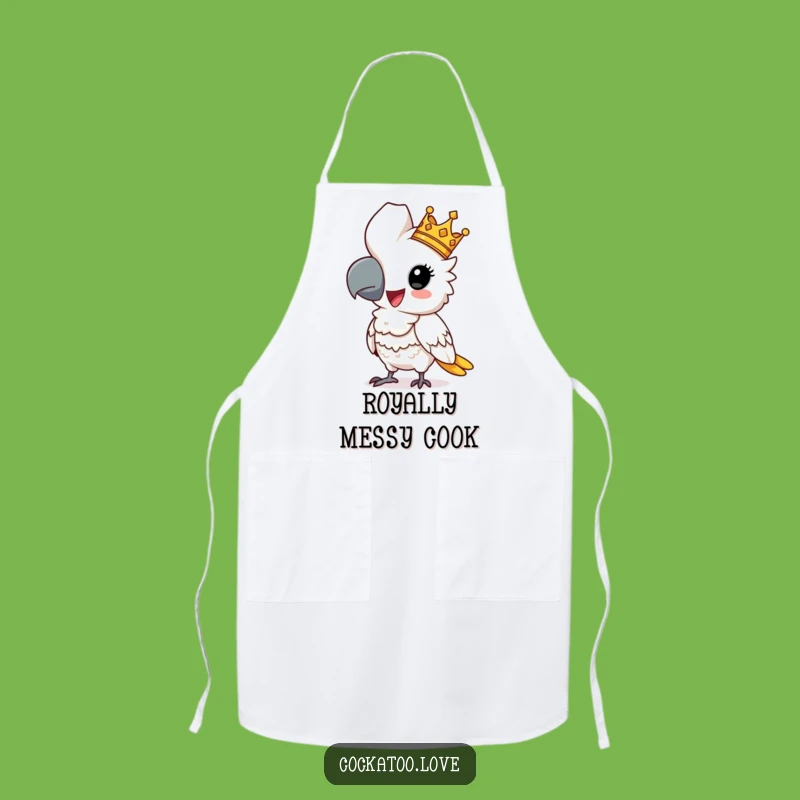 Funny Regal Cockatoo Apron: Comical Crowned Chef Bird, Hilarious Funny Gift