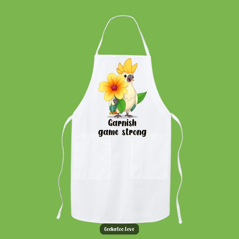 Funny Cheerful Cockatoo Apron: Happy Flower Bird Kitchen Wear, Great Funny Gift