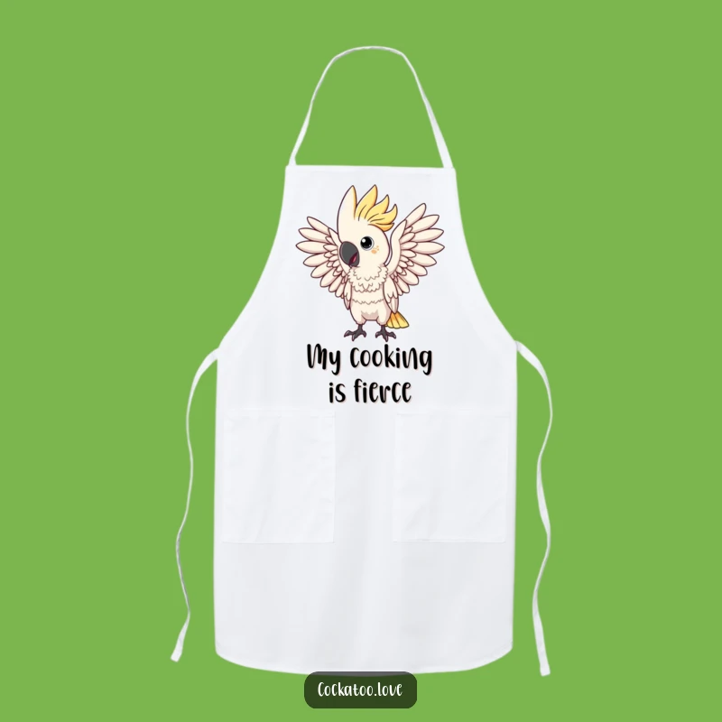 Funny Drama Cockatoo Apron: Wing Pose, Cook with Flair Funny Gift