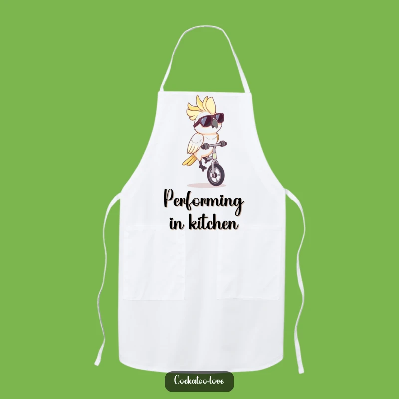 Funny Cockatoo Unicycle Sunglasses Apron: Cook Up Laughs in Style, Funny Gift!
