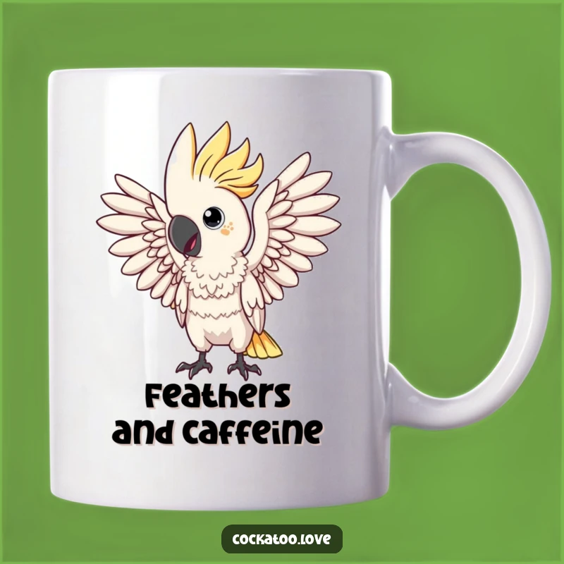 Funny Dramatic Cockatoo Mug: Wing Pose, Theatrical & Diva Funny Gift