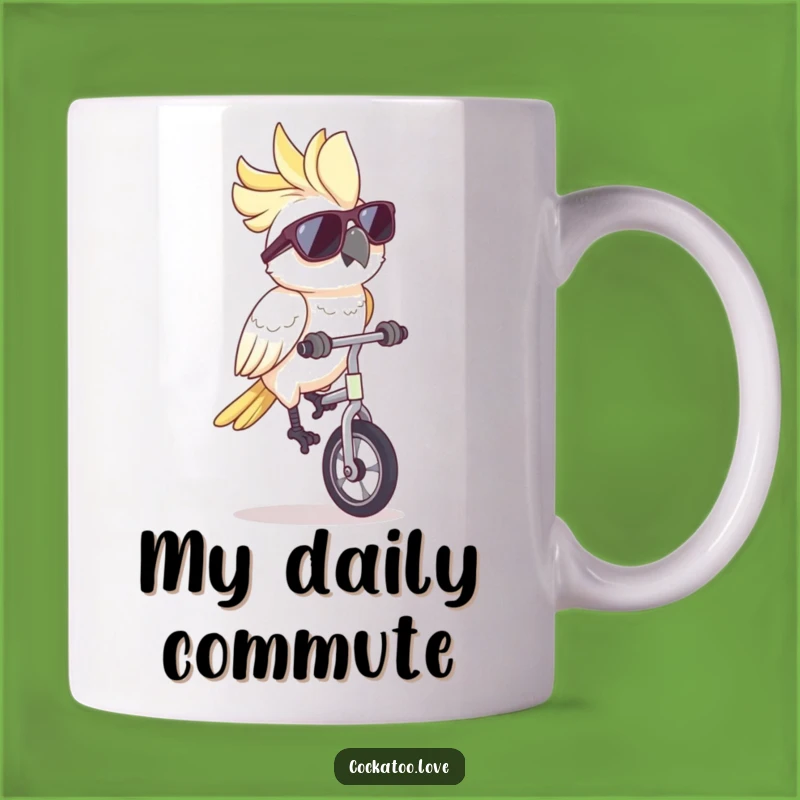 Funny Cockatoo Unicycle Sunglasses Mug: The Coolest Bird, Perfect Funny Gift!
