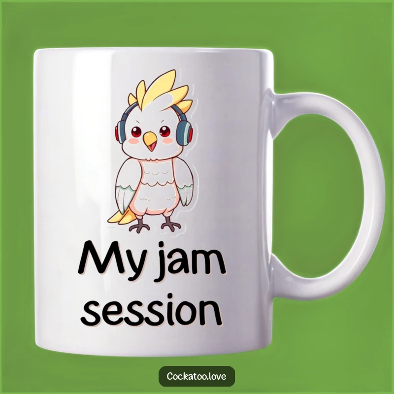 Funny Cockatoo Music Mug: Cool Bird Vibes, Perfect Hilarious Gift for Music Lovers!