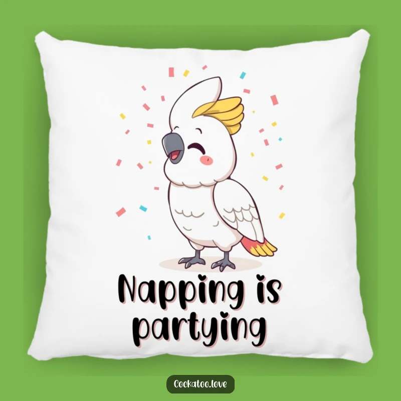 Funny Cockatoo Confetti Pillow: Cuddle Up with Cheer, Perfect Funny Gift!