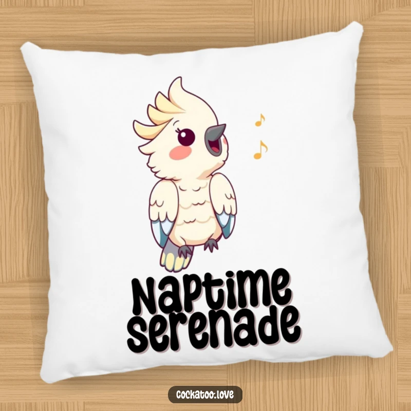 Funny Cockatoo Pillow: A plush cockatoo joyfully whistles a happy tune, bringing funny melody and comfort to any space.