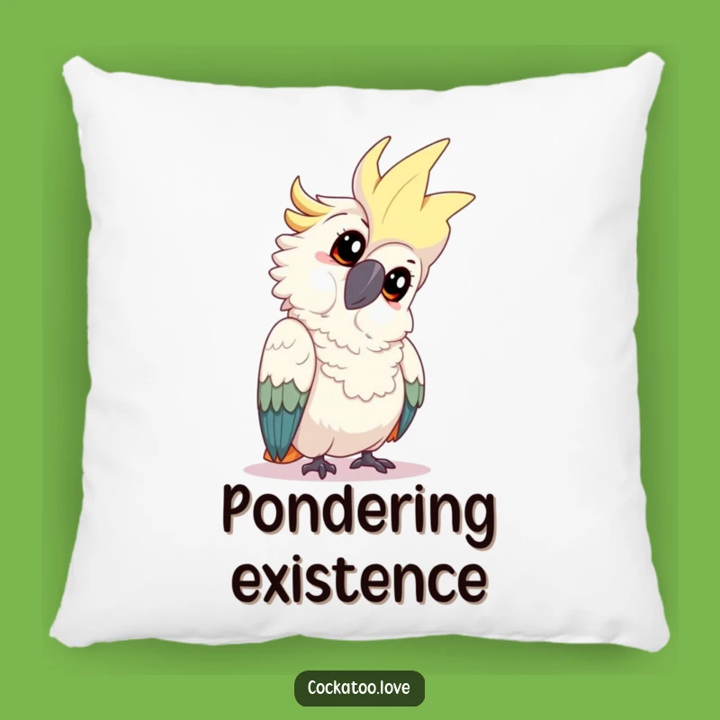 Funny Cockatoo Tilt Pillow - Cozy Playful Inquisitive Bird Cushion, Perfect Humorous Gift