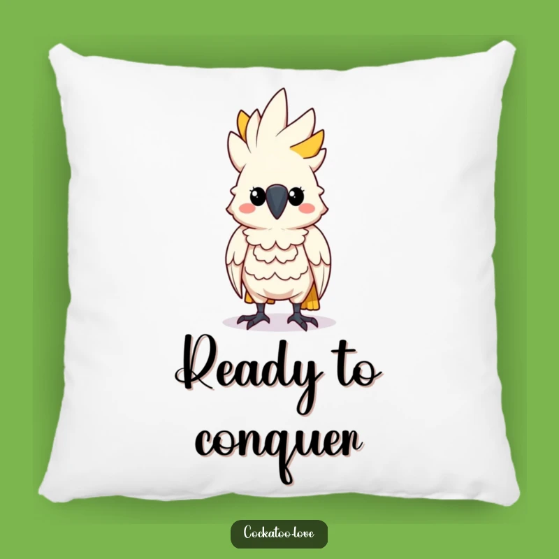 Funny Determined Cockatoo Pillow: Snuggle Up with Confidence