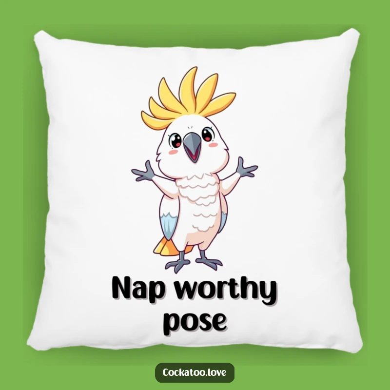 Funny Cockatoo Silly Pose Pillow - Cuddle Up with Comedy, a Hilarious Gift!