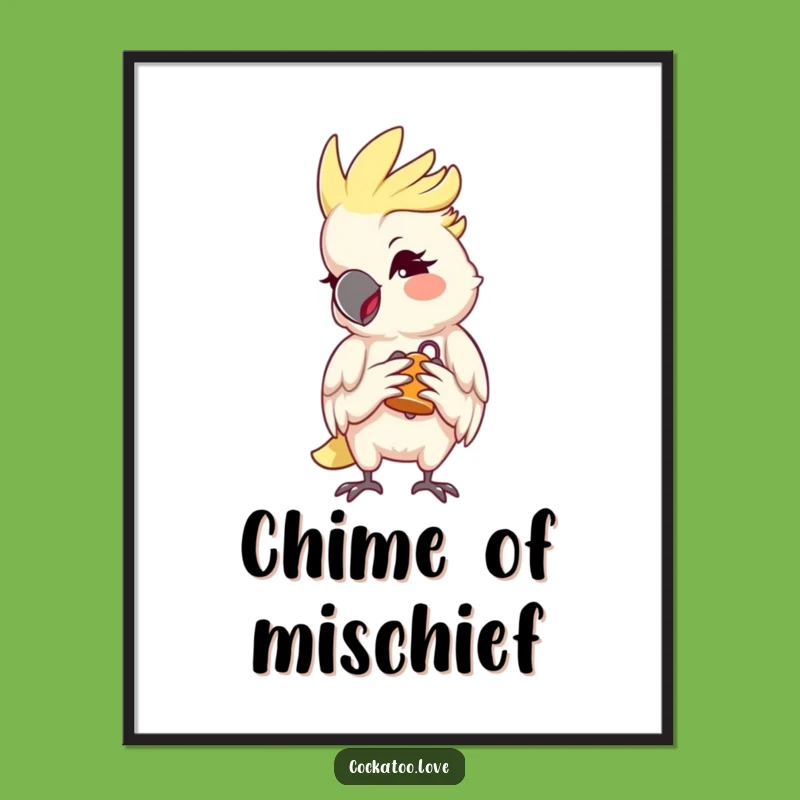 Funny Cockatoo Wink Digital Art - Mischievous Bird Print, Instant Gift!