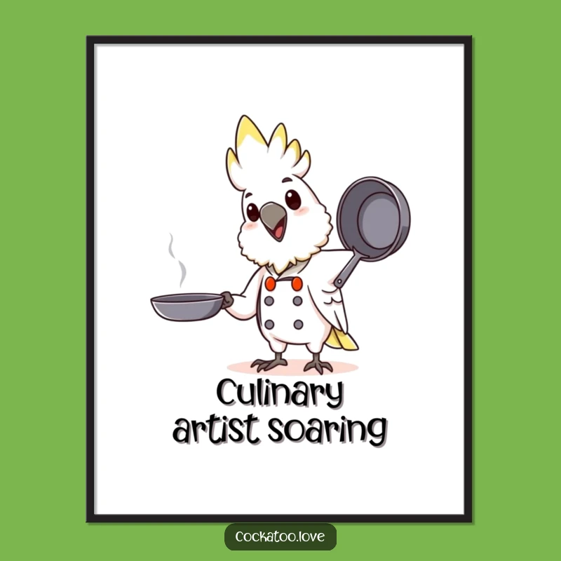 Funny Chef Cockatoo Digital Art: Instant Culinary Joy for Your Walls