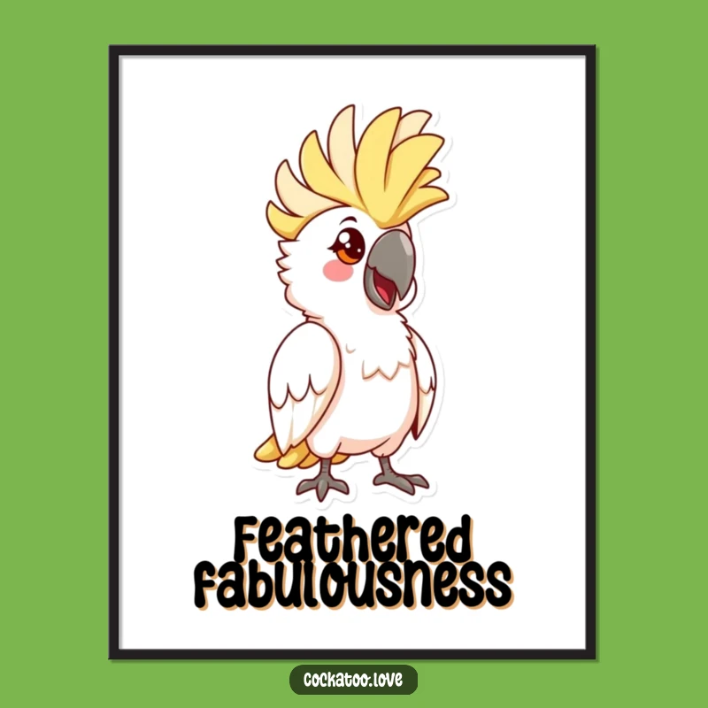Funny Cockatoo Crest Digital Art: Striking Pose Bird, Instant Wall Art Funny Gift