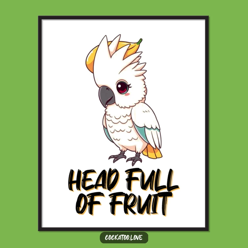 Funny Cockatoo Fruit Balance Digital Art a Focused Instant Gift