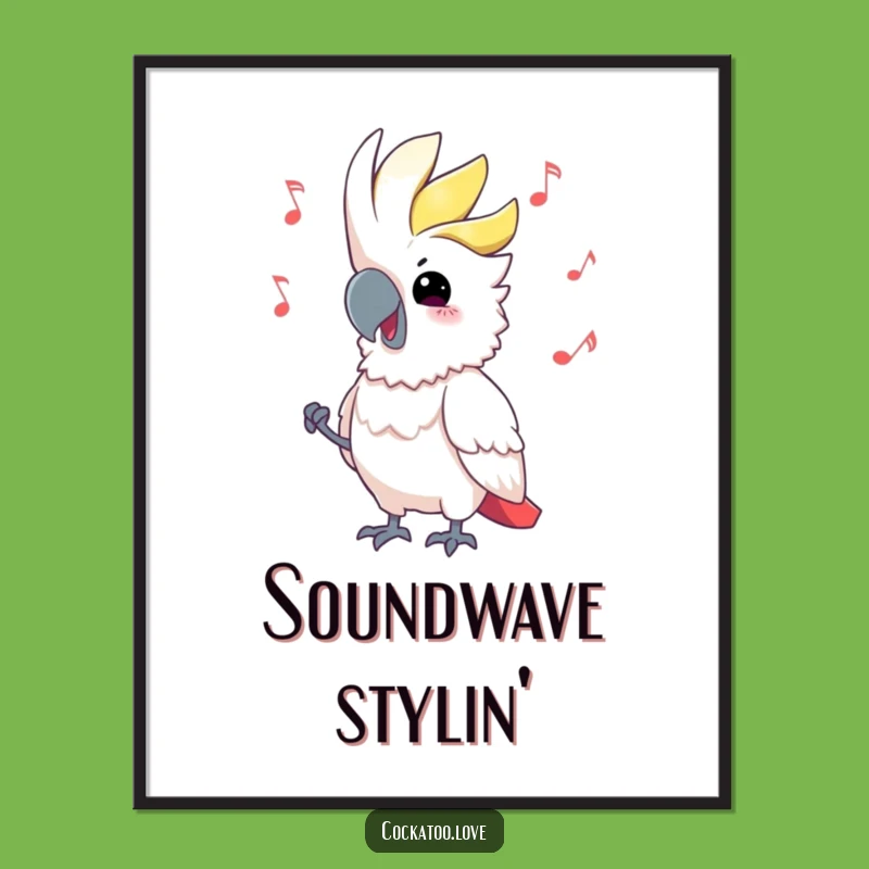 Funny Cockatoo Music Digital Art - Instant Hilarious Bird Decor, Downloadable Gift!