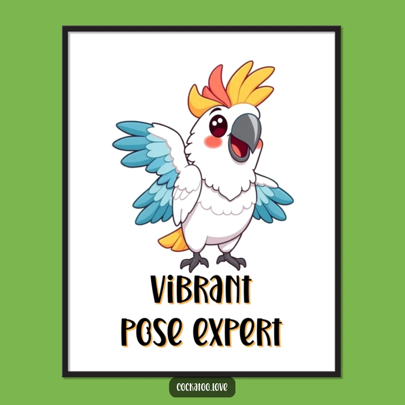 Funny Cockatoo Pose Digital Art: Instant Humor for Your Walls, Funny Gift!