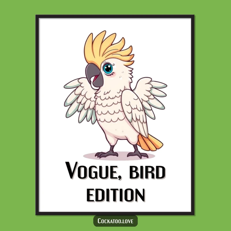 Funny Proud Cockatoo Digital Art: Dramatic Statement - Instant Funny Gift!