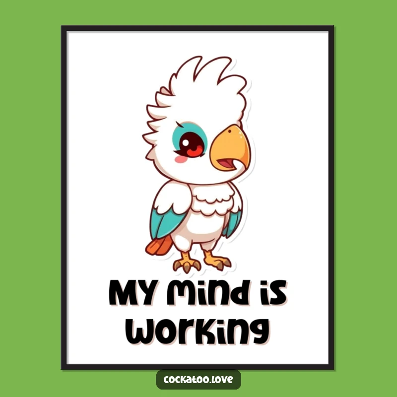 Funny Quizzical Cockatoo Digital Art: Instant Wonder for Your Walls