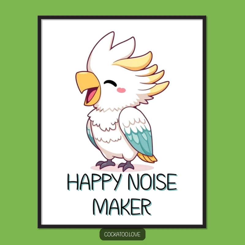 Funny Cockatoo Squawk Digital Art Print - Cheerful Bright Beak Bird Decor, Ideal Humorous Gift