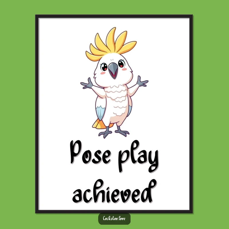 Funny Cockatoo Silly Pose Digital Print - Whimsical Art, a Hilarious Gift!