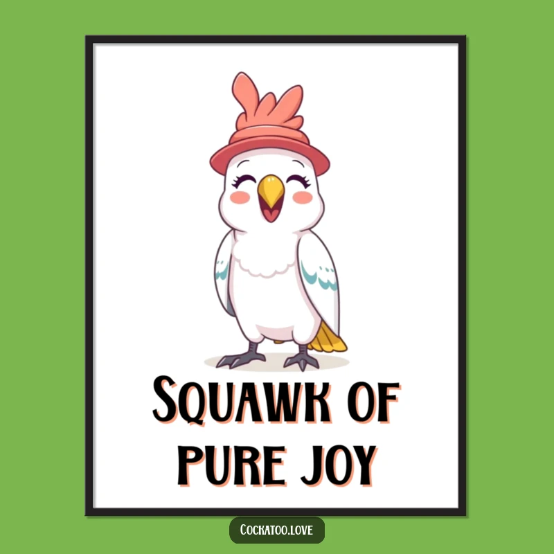 Funny Cockatoo Hat Digital Art A Playful Squawking Bird Print for Instant Joy