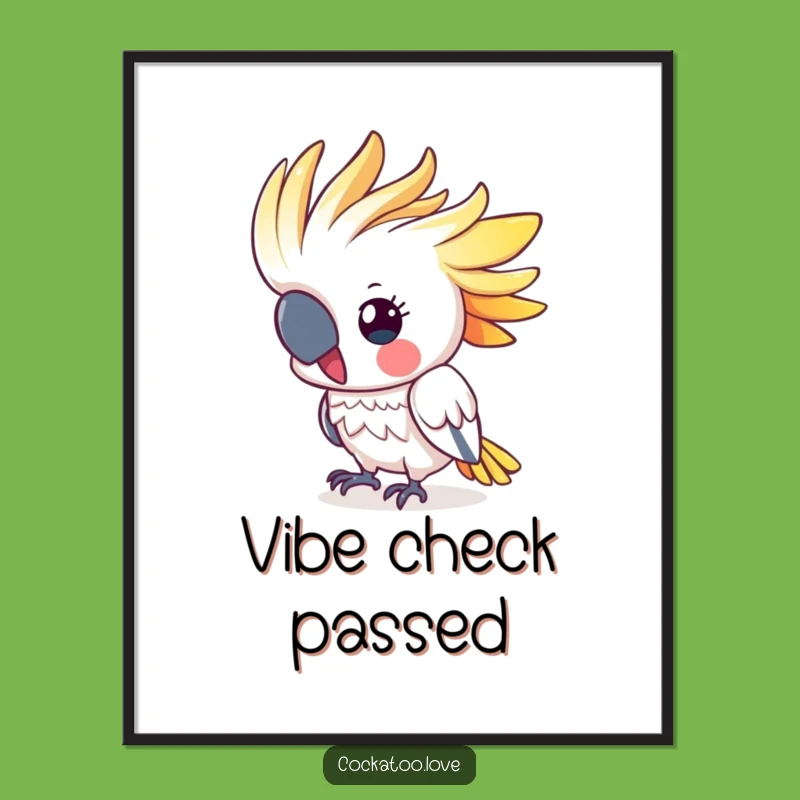 Funny Cockatoo Head Bobbing Digital Art Print - Cute Colorful Crested Bird Decor, Ideal Humorous Gift