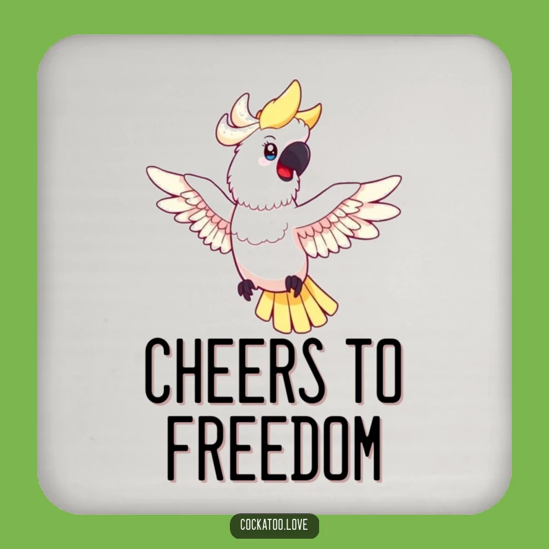 Funny Cockatoo Flight Drink Coaster - Happy Spread Wings Bird Decor, Perfect Humorous Gift