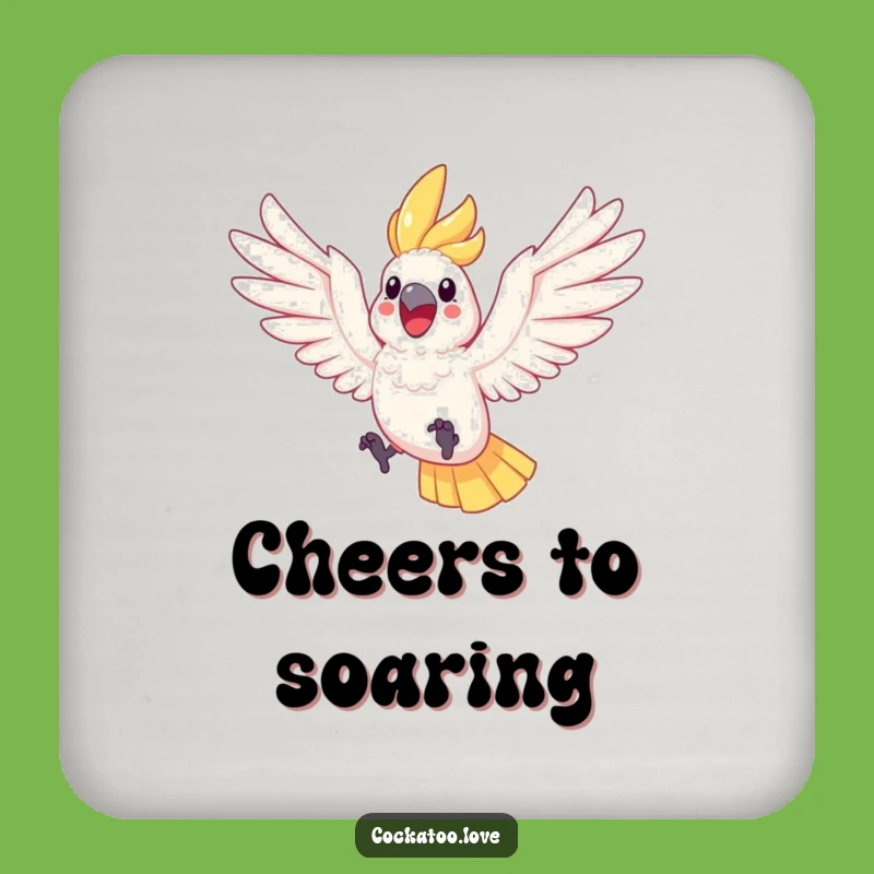 Funny Cockatoo Leaping Drink Coaster A Joyful Bird Coaster for Happy Tables