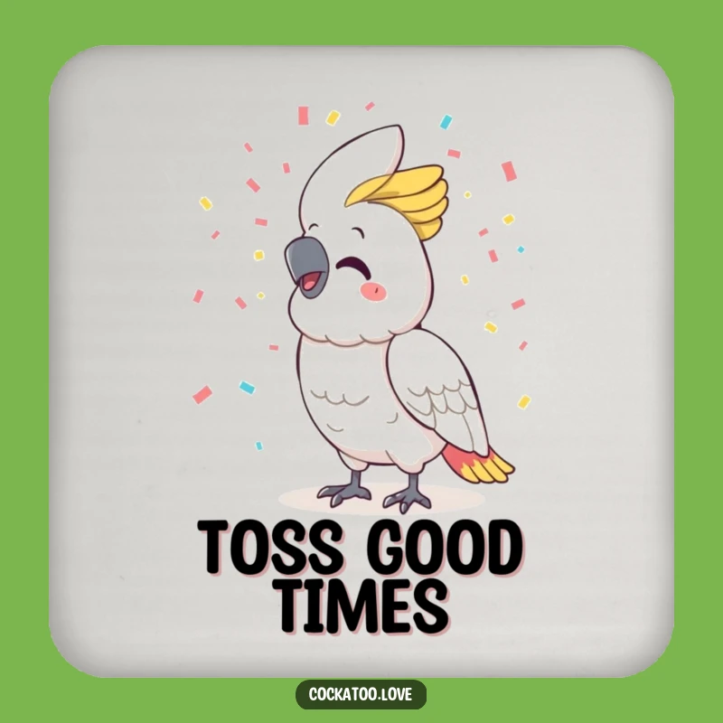 Funny Cockatoo Confetti Coaster: Protect Surfaces with Party Vibes, Funny Gift!
