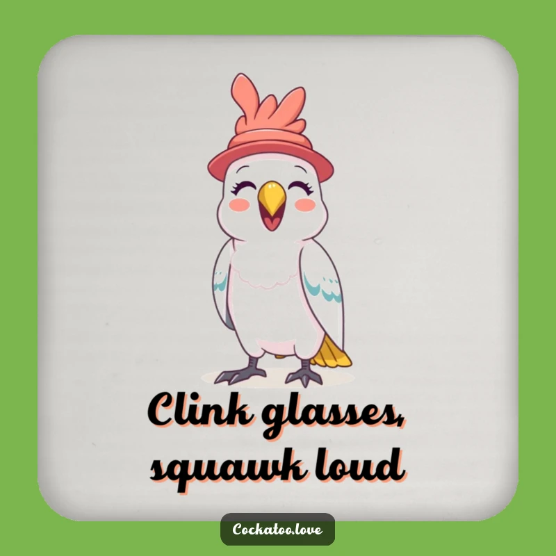 Funny Cockatoo Hat Drink Coaster A Squawking Bird Coaster for Joyful Tables