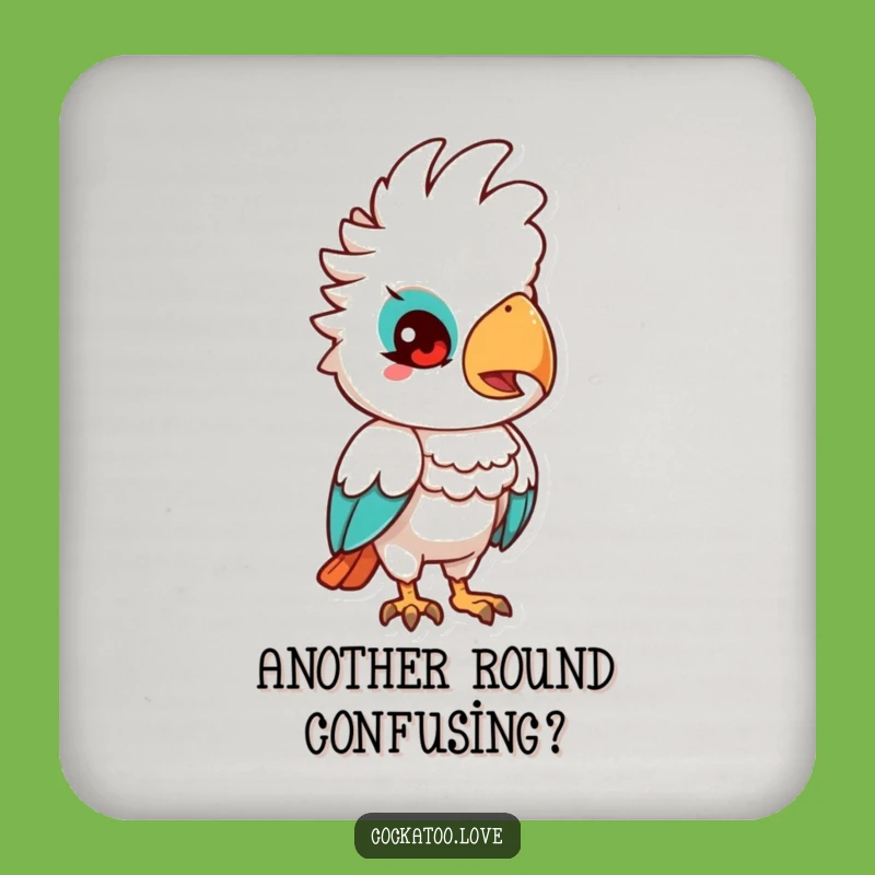 Funny Quizzical Cockatoo Drink Coaster: Add Thoughtful Charm