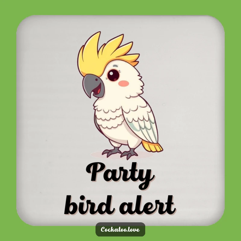 Funny Cockatoo Coaster Set: Cheerful Bird Drinkware for Party Fun