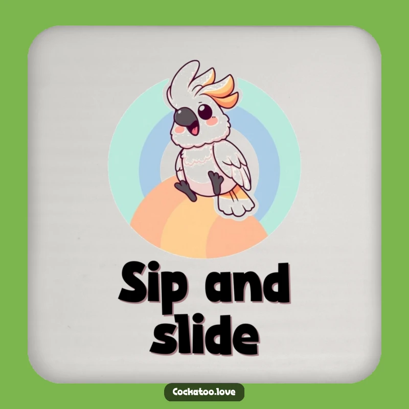 Gleeful Cockatoo Rainbow Coaster: Joyful Sliding Bird Protector, Fun Accessory!