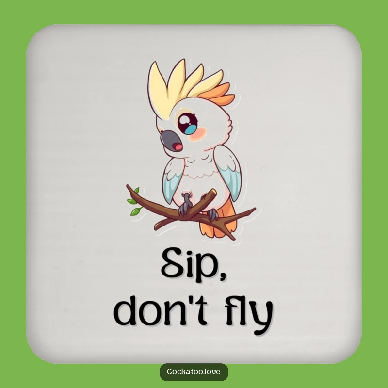 Funny Cockatoo Tumble Coaster a Small Surprised Birdy Gift
