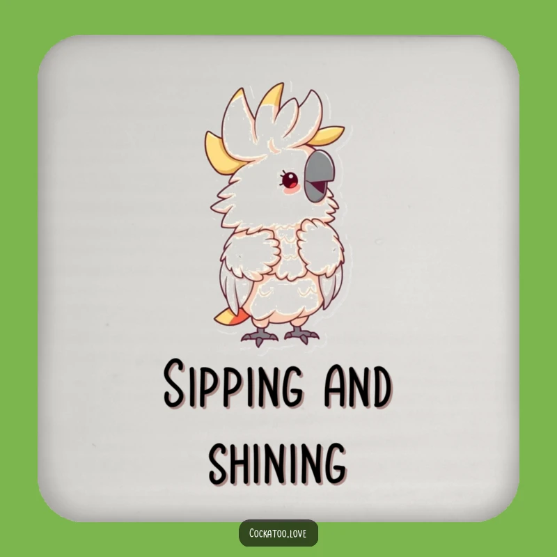 Funny Fluffy Cockatoo Coasters: Preening Chic - Smart Funny Gift!