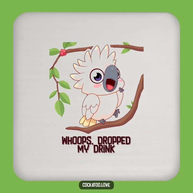 Funny Surprised Cockatoo Coaster - Wide-Eyed Table Gift