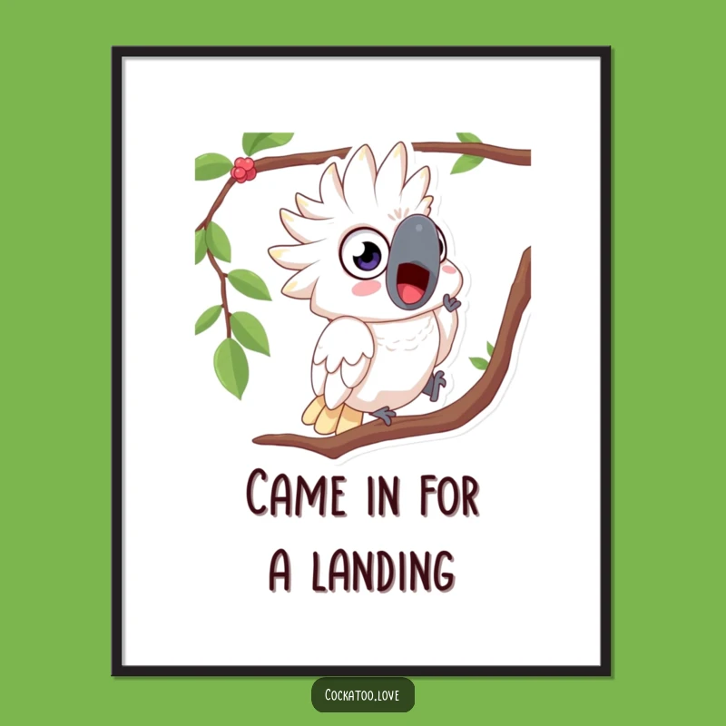 Funny Surprised Cockatoo Poster - Wide-Eyed Art Gift