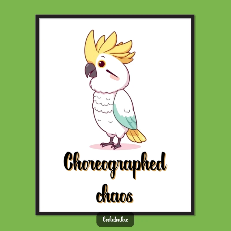 Funny Dancing Cockatoo Poster: Charming Bird Imitating Dancer, Wall Art Funny Gift