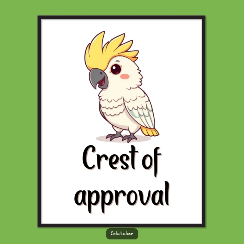Funny Cockatoo Nod Poster: Whimsical Bird Art for Amusing Walls