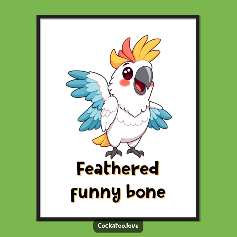 Funny Cockatoo Pose Poster: Decorate with Delight, Vibrant Funny Art!