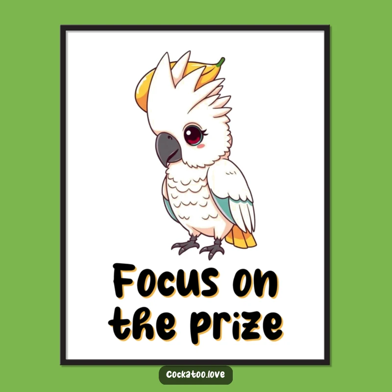 Funny Cockatoo Fruit Balance Art Print a Focused Wall Gift