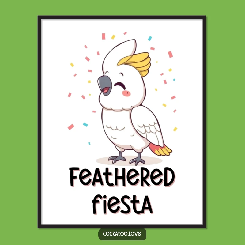 Funny Cockatoo Confetti Poster: Decorate with Delight, Funny Art for Your Space!