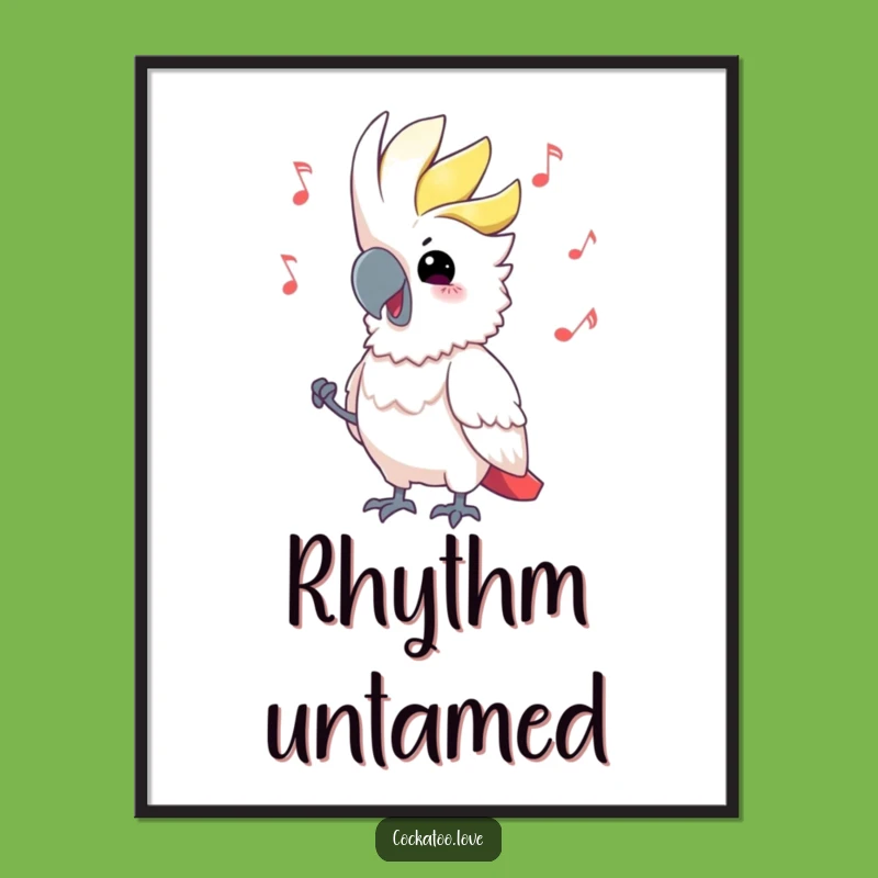 Funny Cockatoo Music Poster - Vibrant Wall Art & Hilarious Bird Gift!