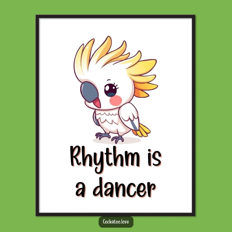 Funny Cockatoo Head Bobbing Poster - Cute Colorful Crested Bird Wall Art, Ideal Humorous Gift
