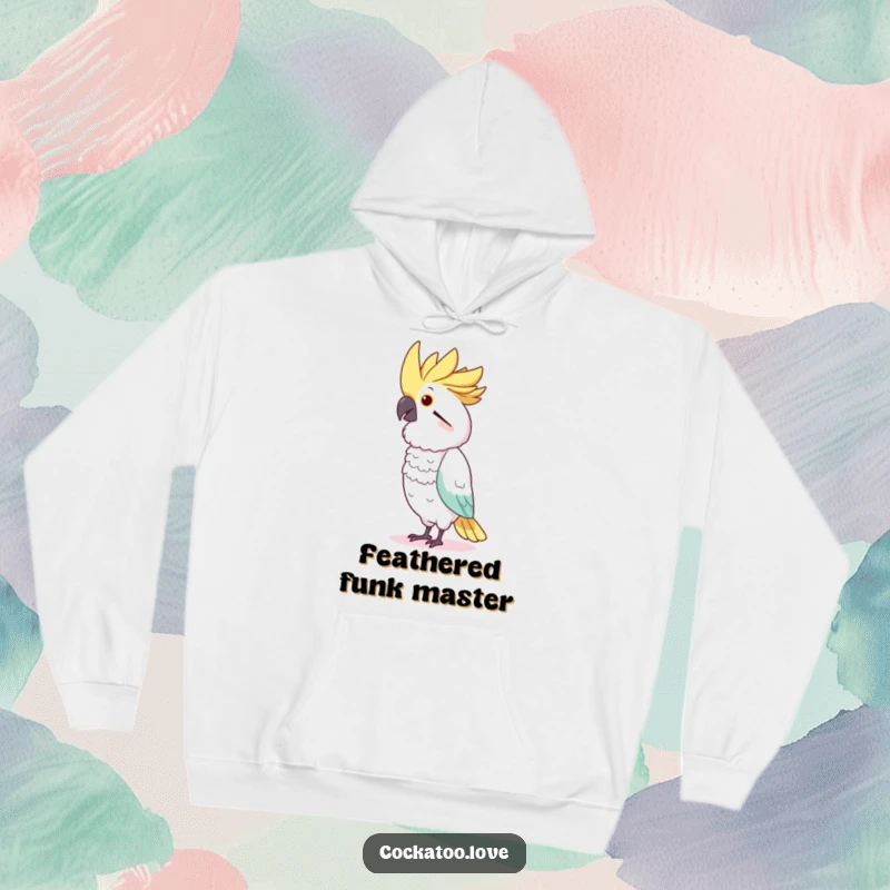 Funny Cockatoo Dancer Hoodie: Charming bird character humorously performing a dance routine with a synchronized head bob.