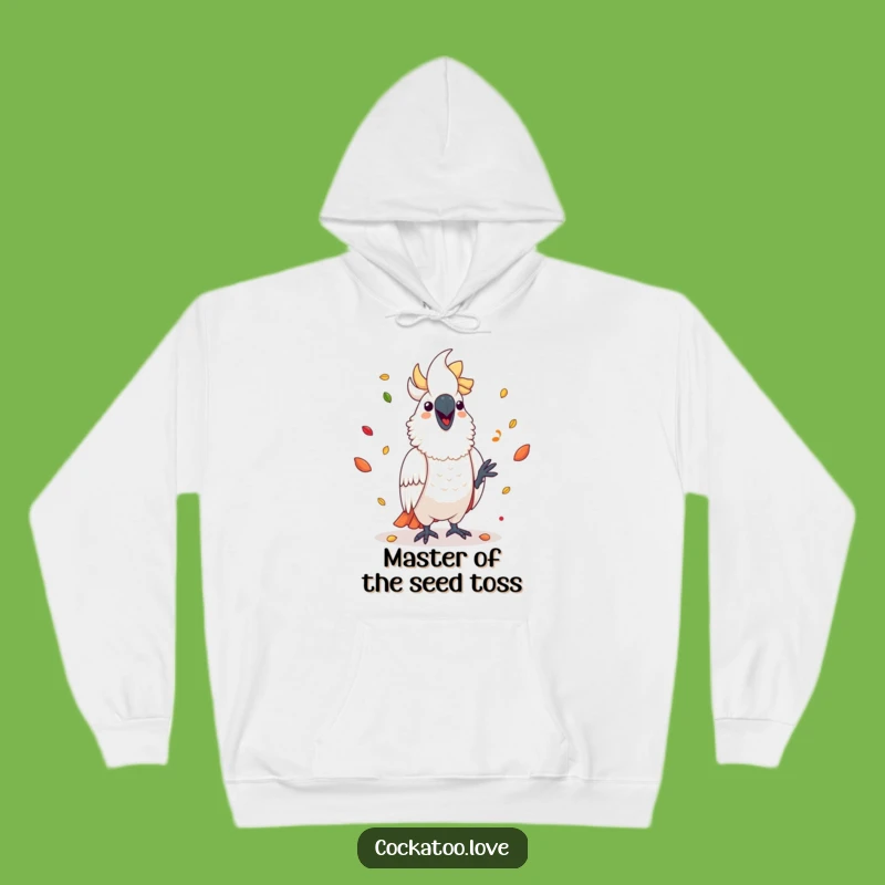 Funny Cockatoo Juggling Seeds Hoodie: Cozy and Comical Bird Lover's Must-Have Gift