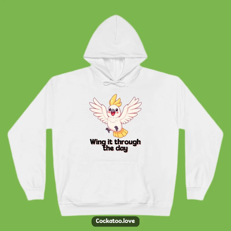 Funny Cockatoo Leaping Hoodie A Cozy Joyful Bird Sweatshirt for Warmth