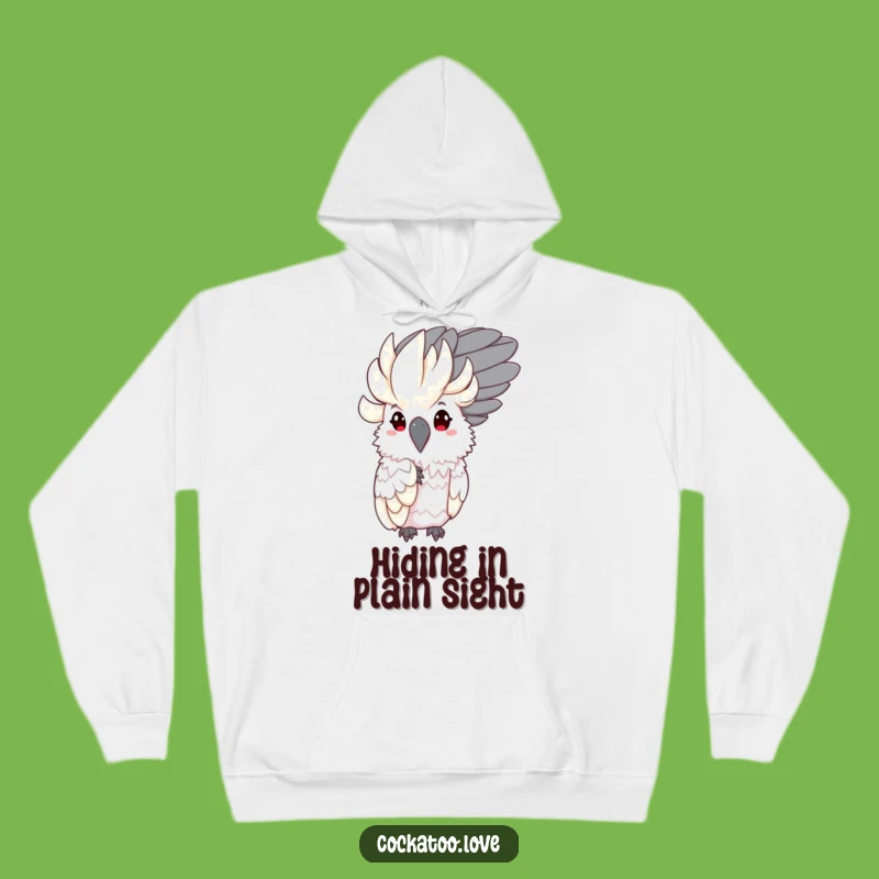 Funny Shy Cockatoo Hoodie: Cozy Peeking Bird, Warm Funny Gift